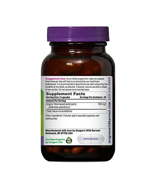 Oregon's Wild Harvest Wormwood Organic Herbal Supplement, 90 Count - Strabella