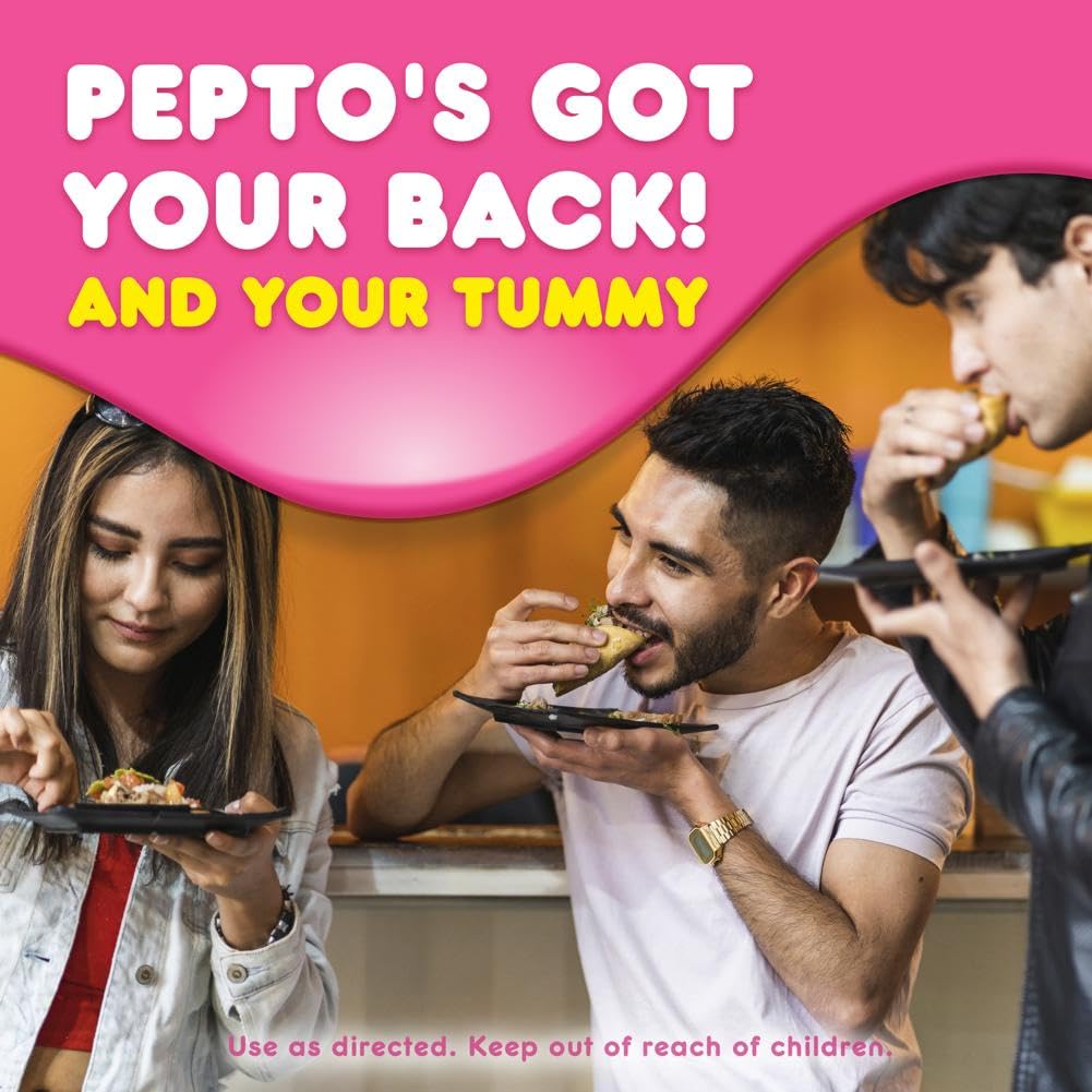 Pepto Bismol Chews, Fast and Effective Digestive Relief from Nausea, Heartburn, Indigestion, Upset Stomach, Diarrhea, 24 Chewable Tablets - Strabella