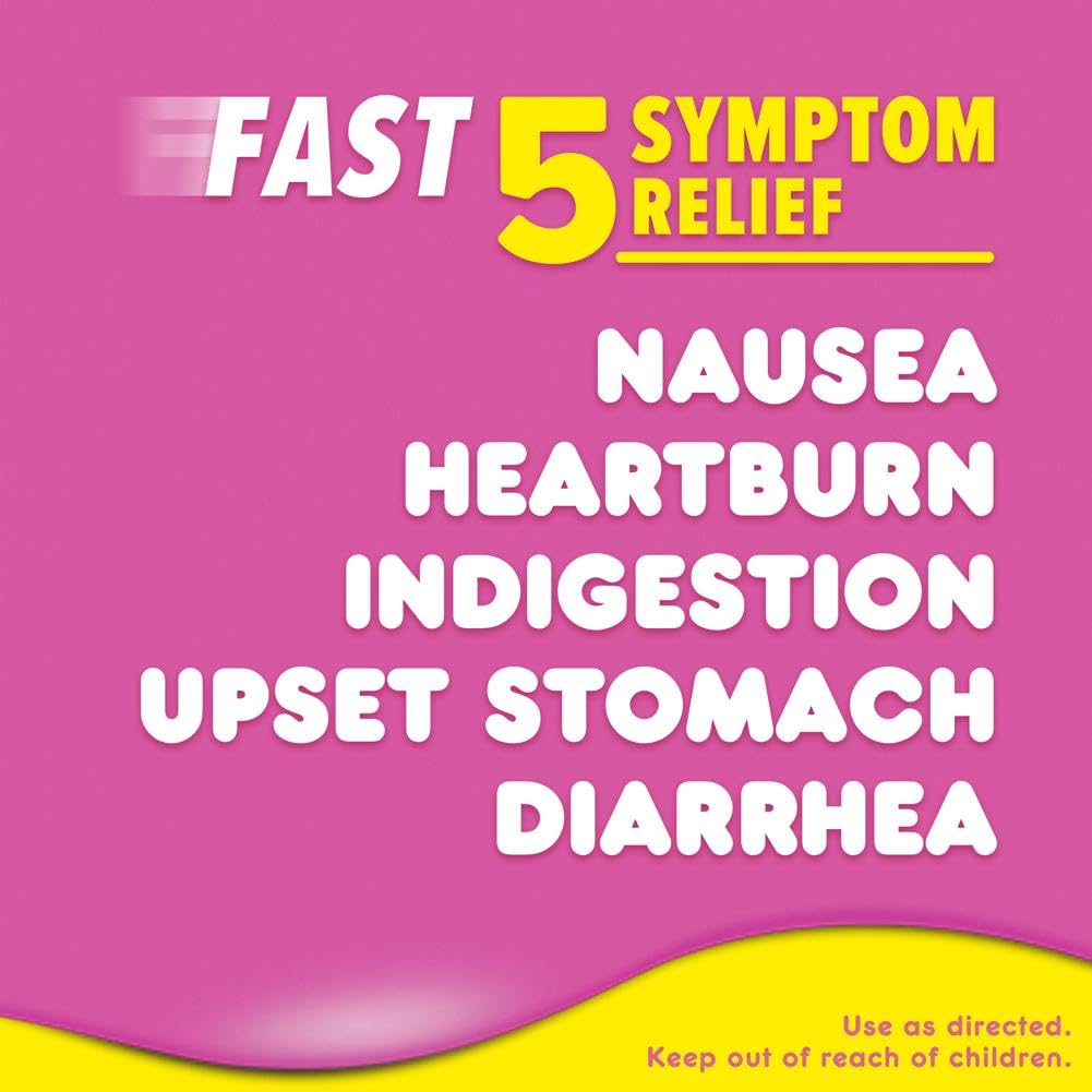 Pepto Bismol Chews, Fast and Effective Digestive Relief from Nausea, Heartburn, Indigestion, Upset Stomach, Diarrhea, 24 Chewable Tablets - Strabella