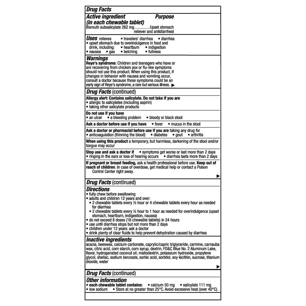 Pepto Bismol Chews, Fast and Effective Digestive Relief from Nausea, Heartburn, Indigestion, Upset Stomach, Diarrhea, 24 Chewable Tablets - Strabella