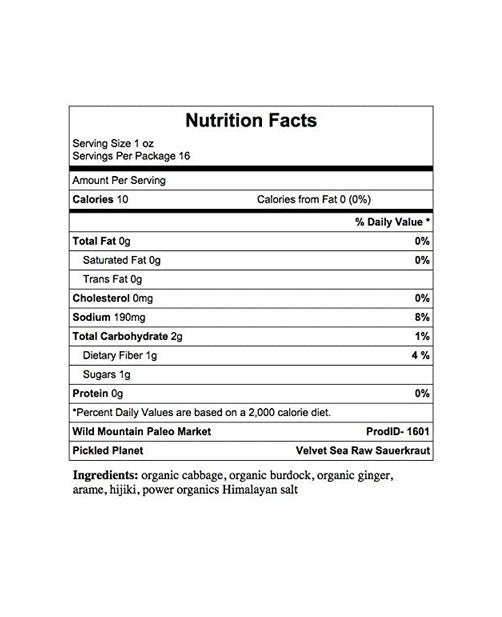 PICKLED PLANET Organic Sea Vegetable Sauerkraut, 16 OZ - Strabella