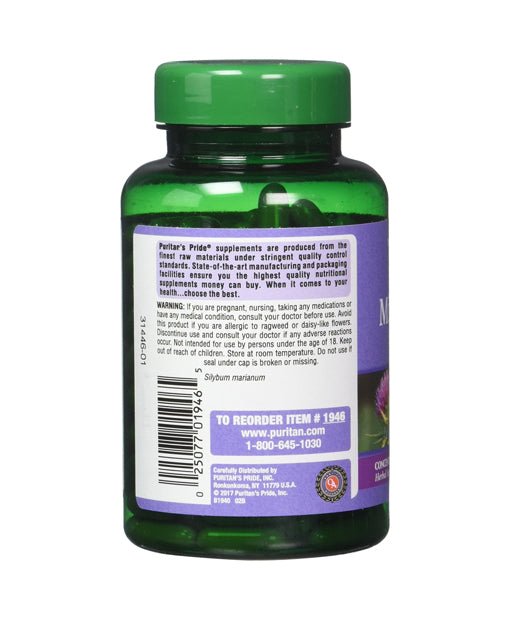 Puritan's Pride Milk Thistle 4:1 Extract 1000 Mg Softgels (Silymarin), 180 Count (Pack of 2) - Strabella