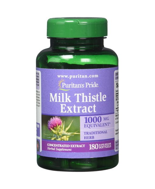 Puritan's Pride Milk Thistle 4:1 Extract 1000 Mg Softgels (Silymarin), 180 Count (Pack of 2) - Strabella