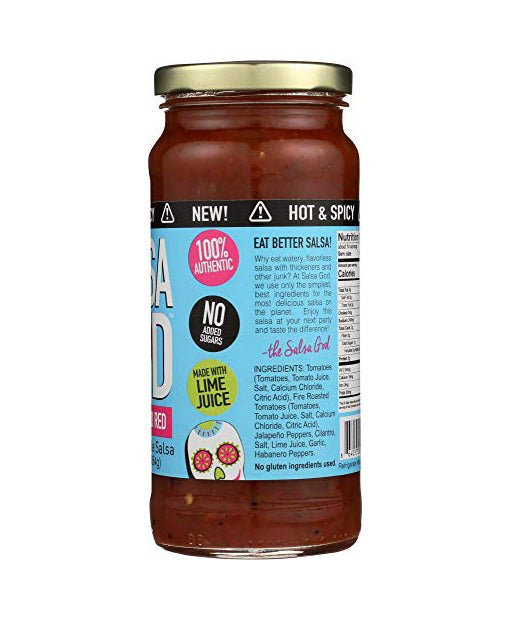 Salsa God Hot Fire Roasted Red Salsa, 16 oz - Strabella