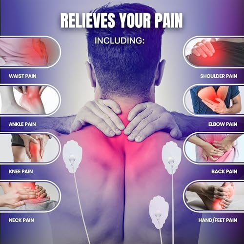 Strabella 24 Modes Tens Muscle Stimulator for Back Pain Relief, Muscle Stimulator for Pain Relief Therapy, Electronic Pulse Massager Muscle Massager with 4 Pairs Pads, Nerve Pain Relief - Strabella