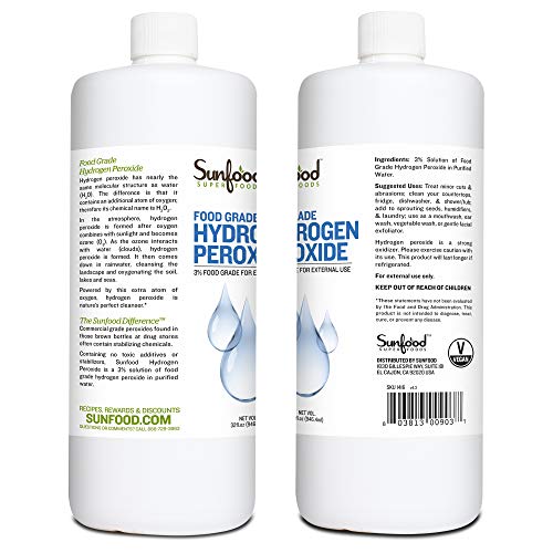 Sunfood Food Grade Hydrogen Peroxide 3 percent | All Natural - Zero Stabilizers | 32 oz Bottle - Strabella