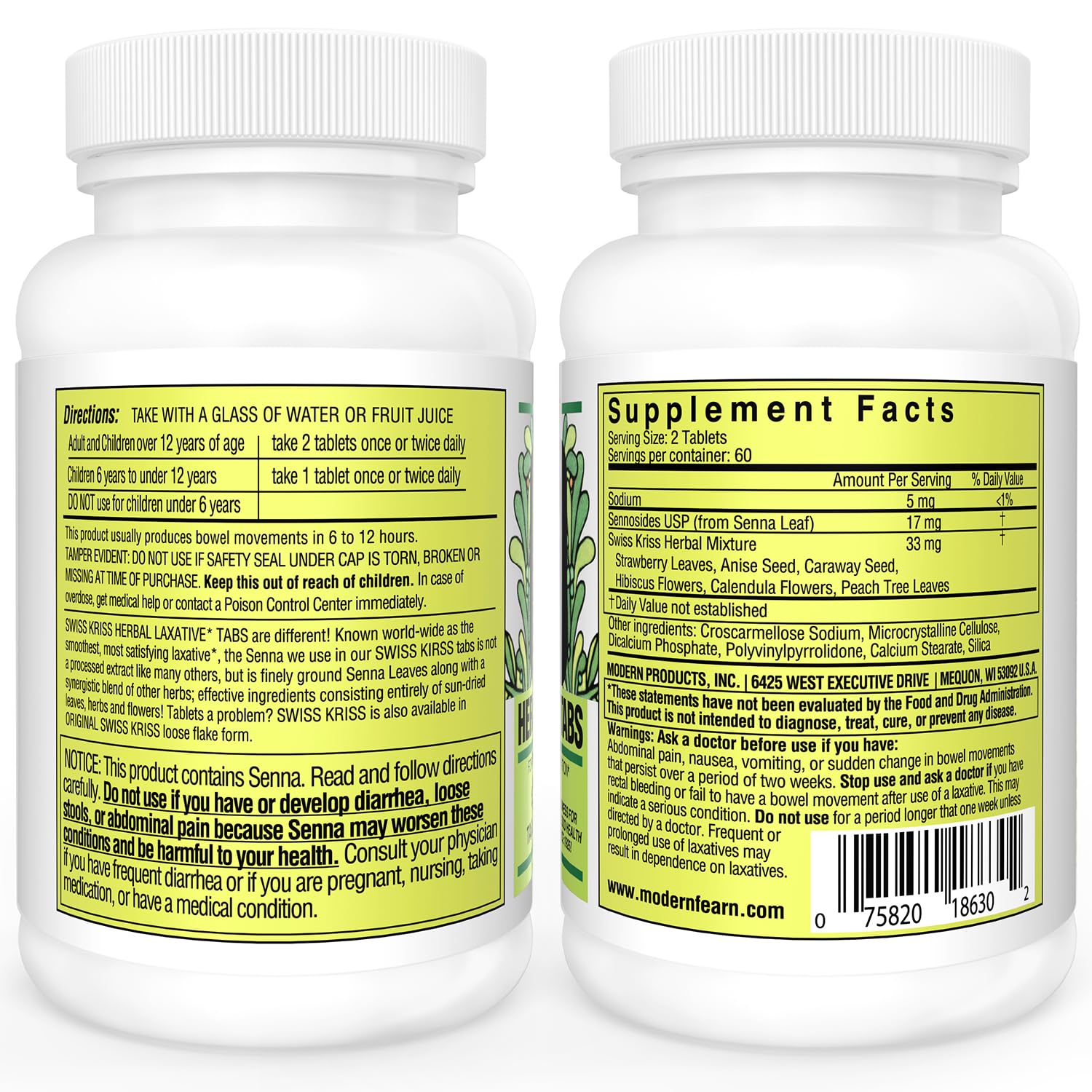 Swiss Kriss Herbal Laxative, Tablets 250 Each - Strabella