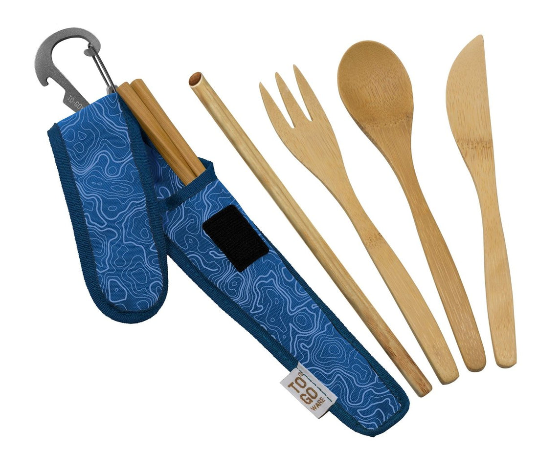 To - Go Ware By ChicoBag, Reusable Bamboo Utensil Set w/Straw, BPA and Phthalate Free, Dishwasher Safe - Strabella