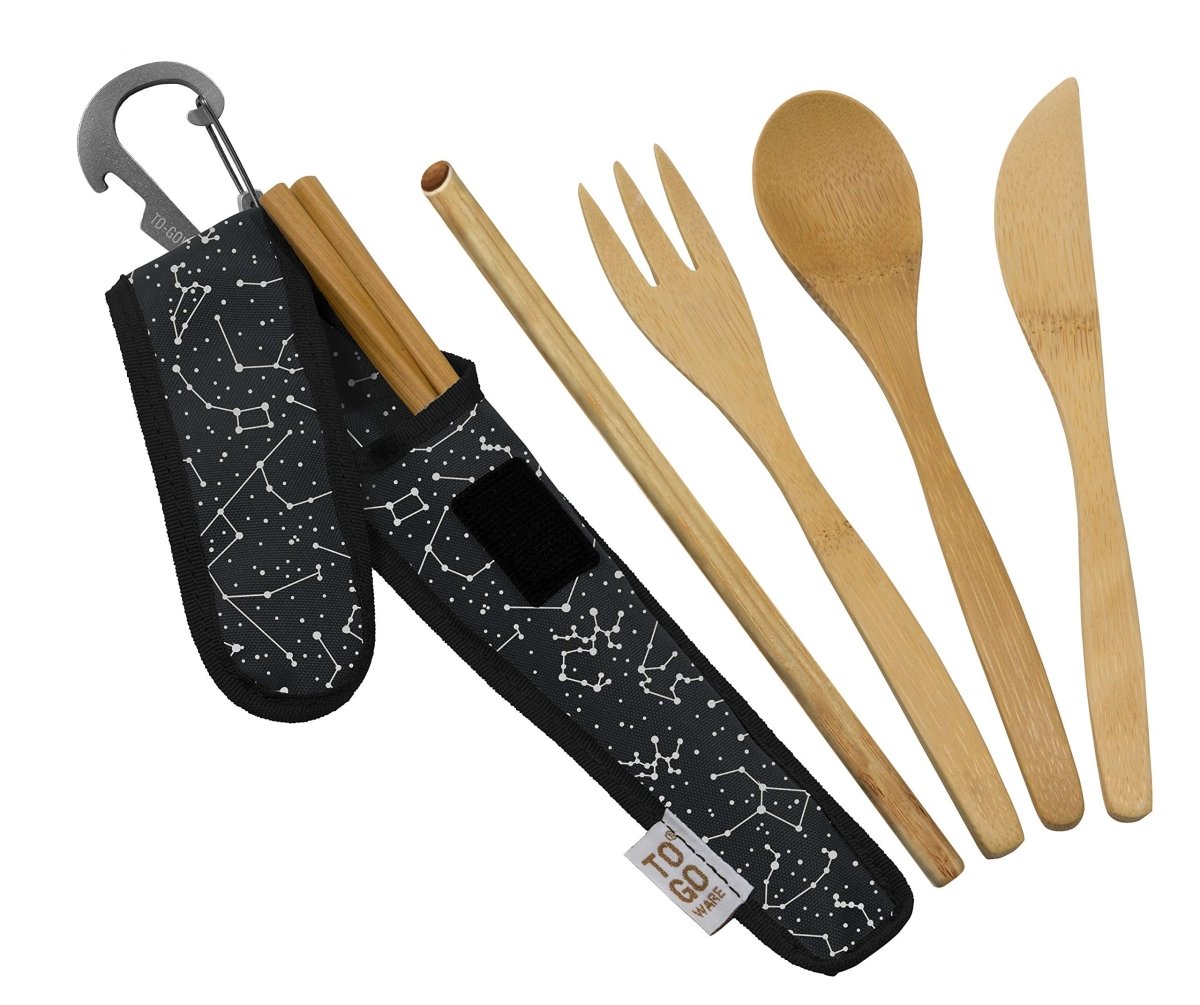 To - Go Ware By ChicoBag, Reusable Bamboo Utensil Set w/Straw, BPA and Phthalate Free, Dishwasher Safe - Strabella