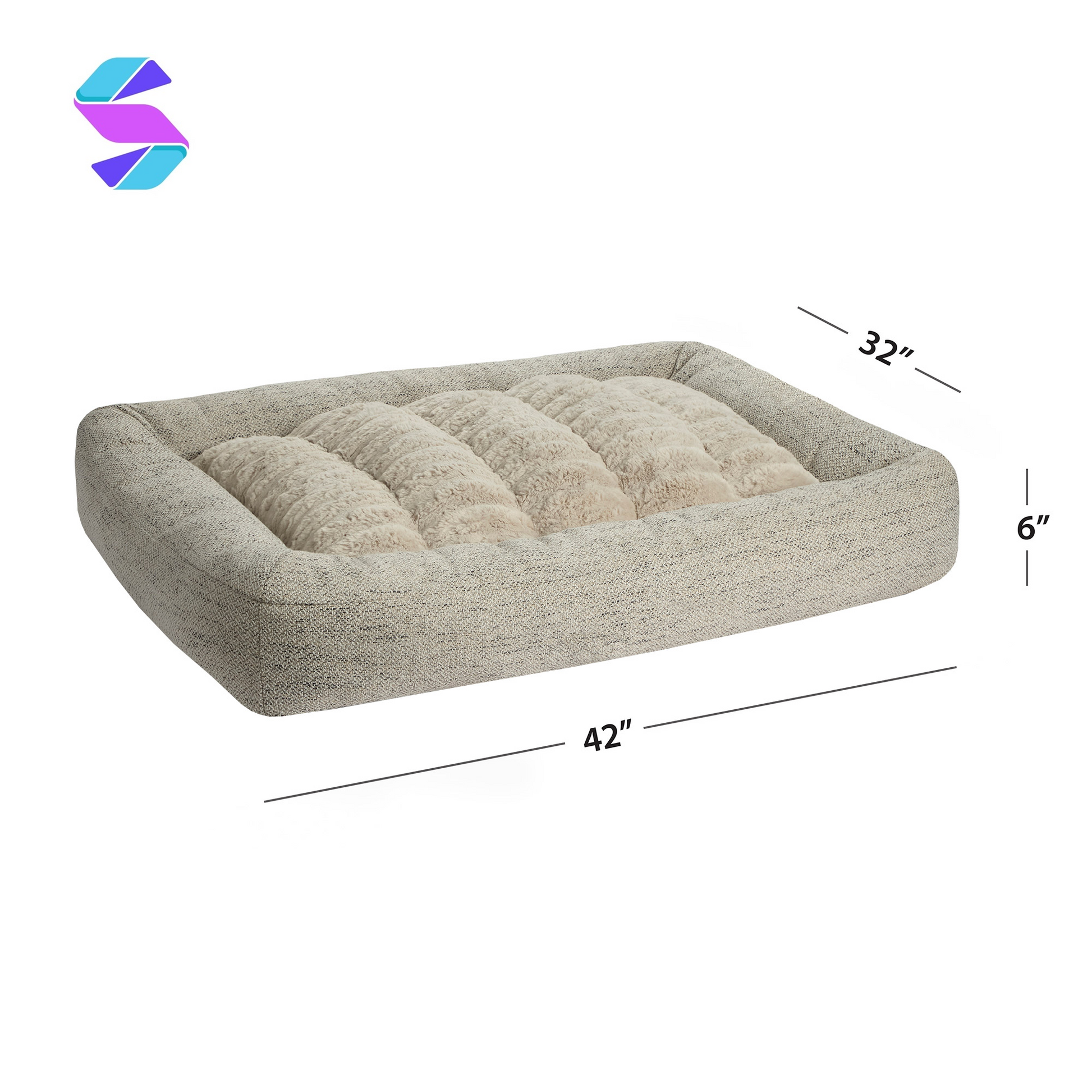 32" X 42" Channeled Bolster Pet Bed