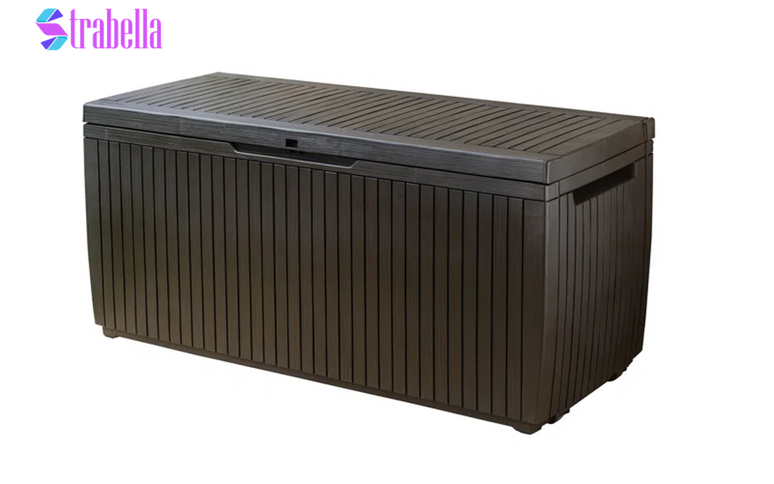 Springwood 80 Gallon Durable Resin Outdoor Storage and Organization Deck Box for Patio Furniture and Supplies, Brown