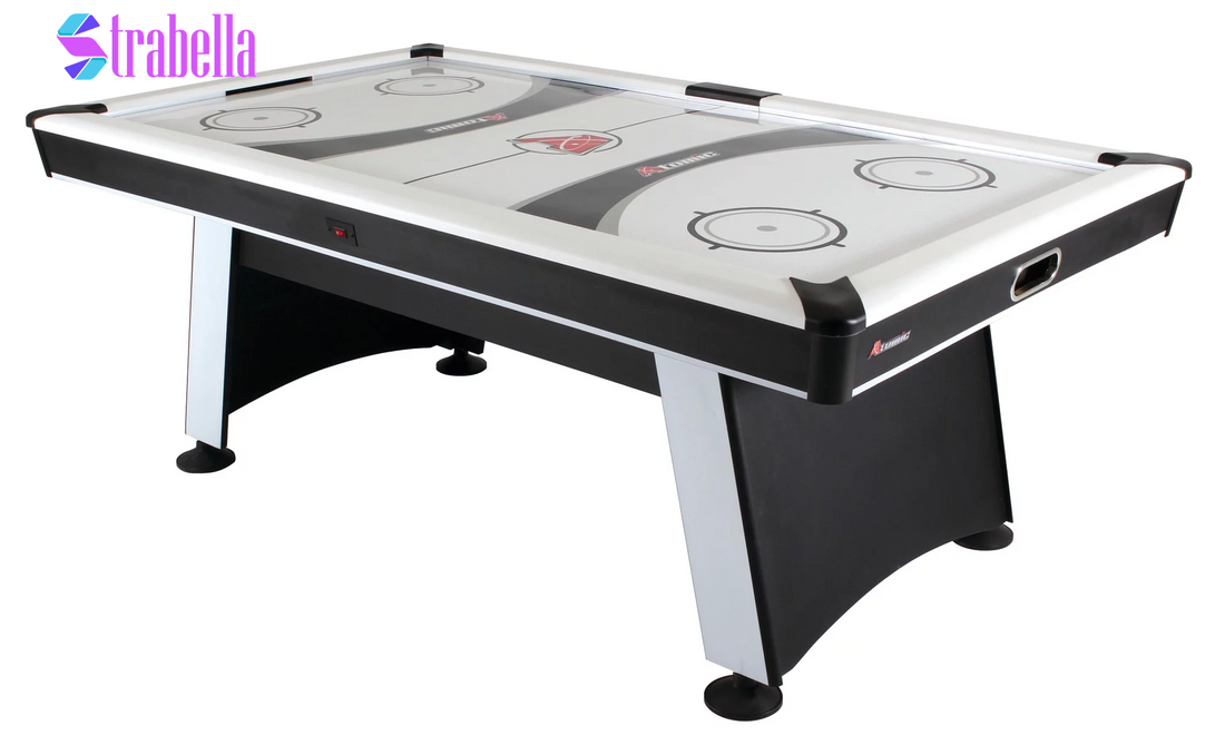Blazer 7' Air Hockey Table with Heavy-Duty Blower, Electronic Scoring, Leg Levelers, and Overhang Rail