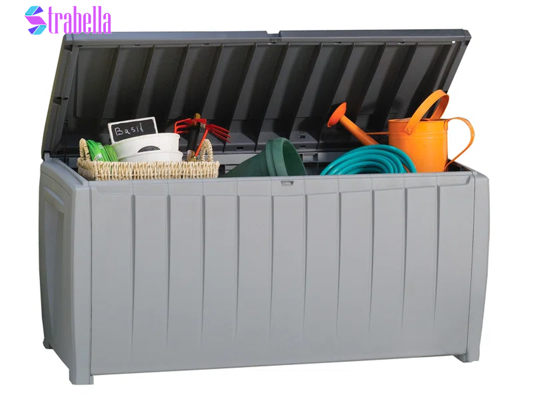 Novel 90 Gallon Durable Resin Outdoor Storage and Organization Deck Box Ideal for Garden Patio Furniture and Supplies