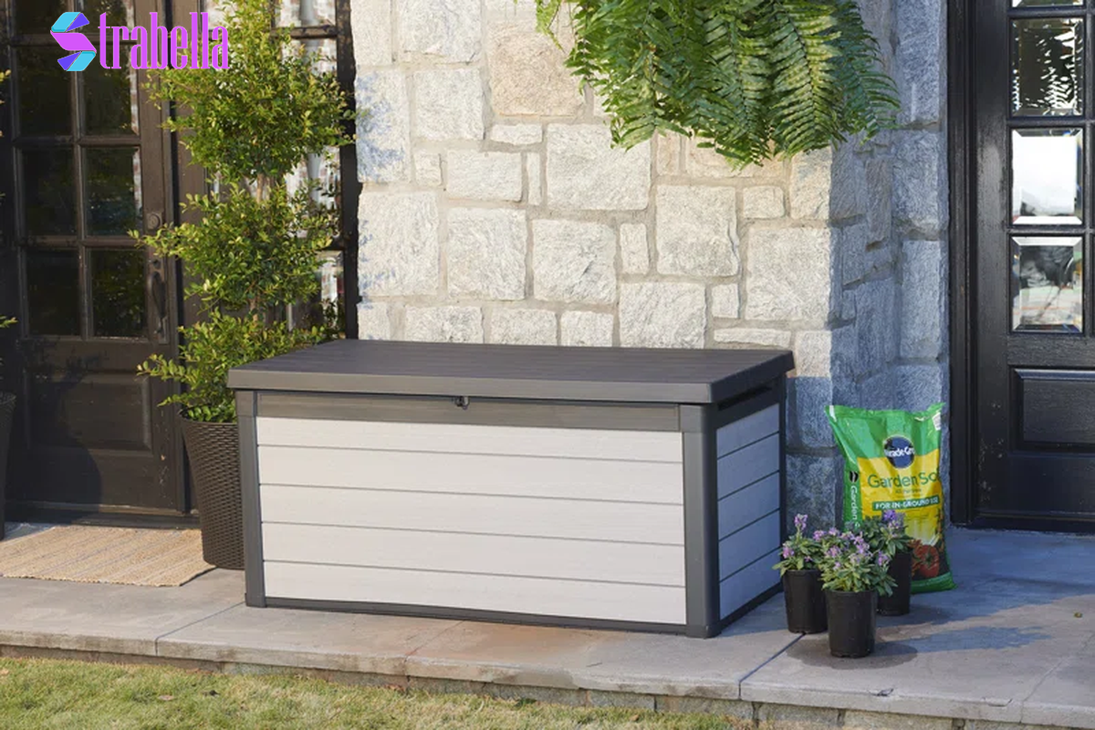Premier 150 Gallon Durable Resin Outdoor Storage and Organization Deck Box Ideal for Garden Patio Furniture and Supplies, Grey