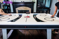 Blazer 7' Air Hockey Table with Heavy-Duty Blower, Electronic Scoring, Leg Levelers, and Overhang Rail