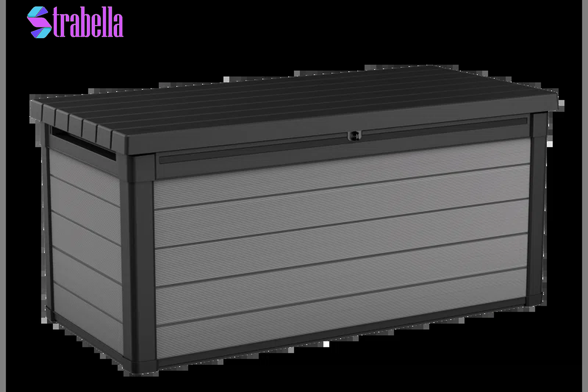 Premier 150 Gallon Durable Resin Outdoor Storage and Organization Deck Box Ideal for Garden Patio Furniture and Supplies, Grey