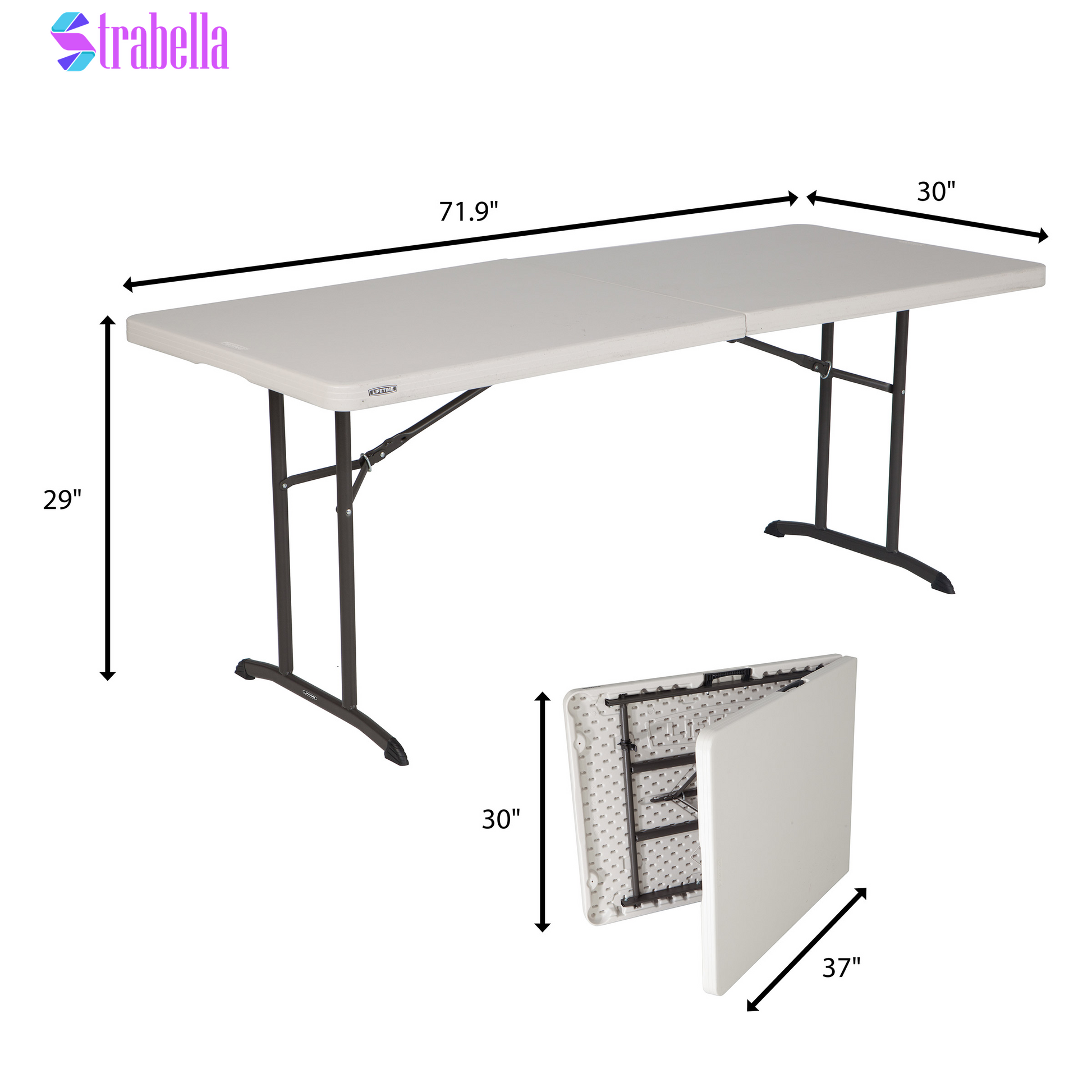 Commercial 6' Fold-In-Half Table, 2-Pack