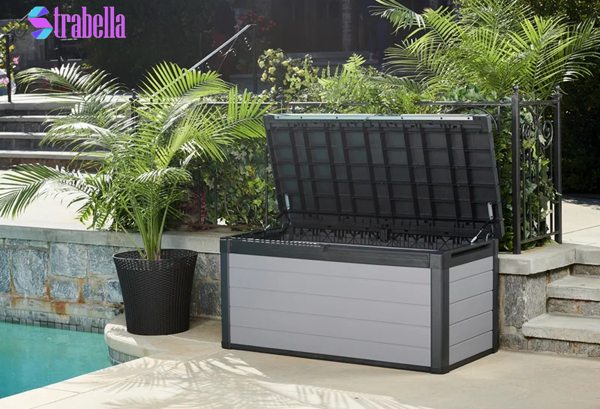 Premier 150 Gallon Durable Resin Outdoor Storage and Organization Deck Box Ideal for Garden Patio Furniture and Supplies, Grey