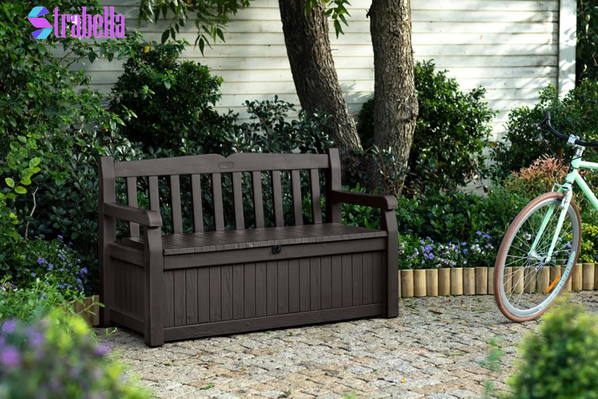 Solana 70 Gallon Durable Resin Outdoor Bench Storage and Organization Deck Box Ideal for Garden Patio Furniture and Supplies