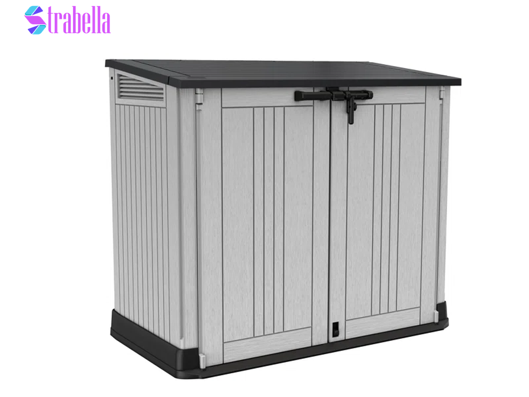 Store It Out Prime Durable Resin Outdoor Storage Shed with Floor and Double Doors for Garden Patio Furniture and Tools