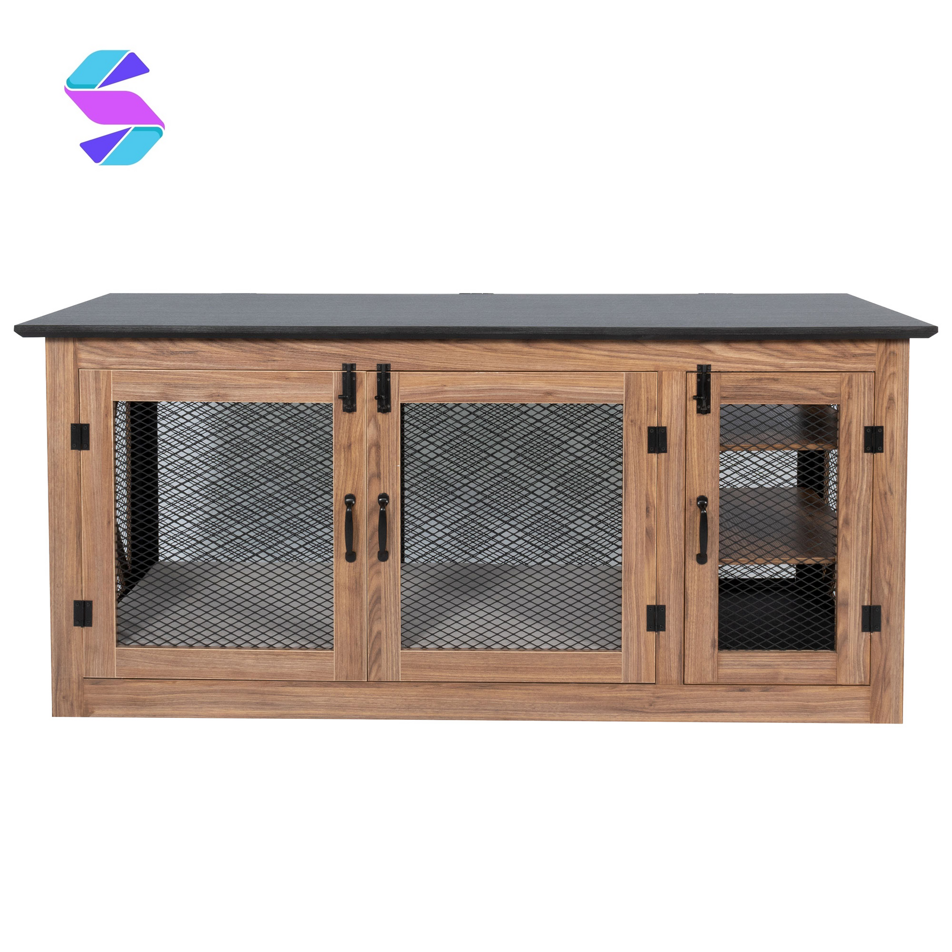 65" Cooper Dog Crate Credenza with Shelves & Mat Kit