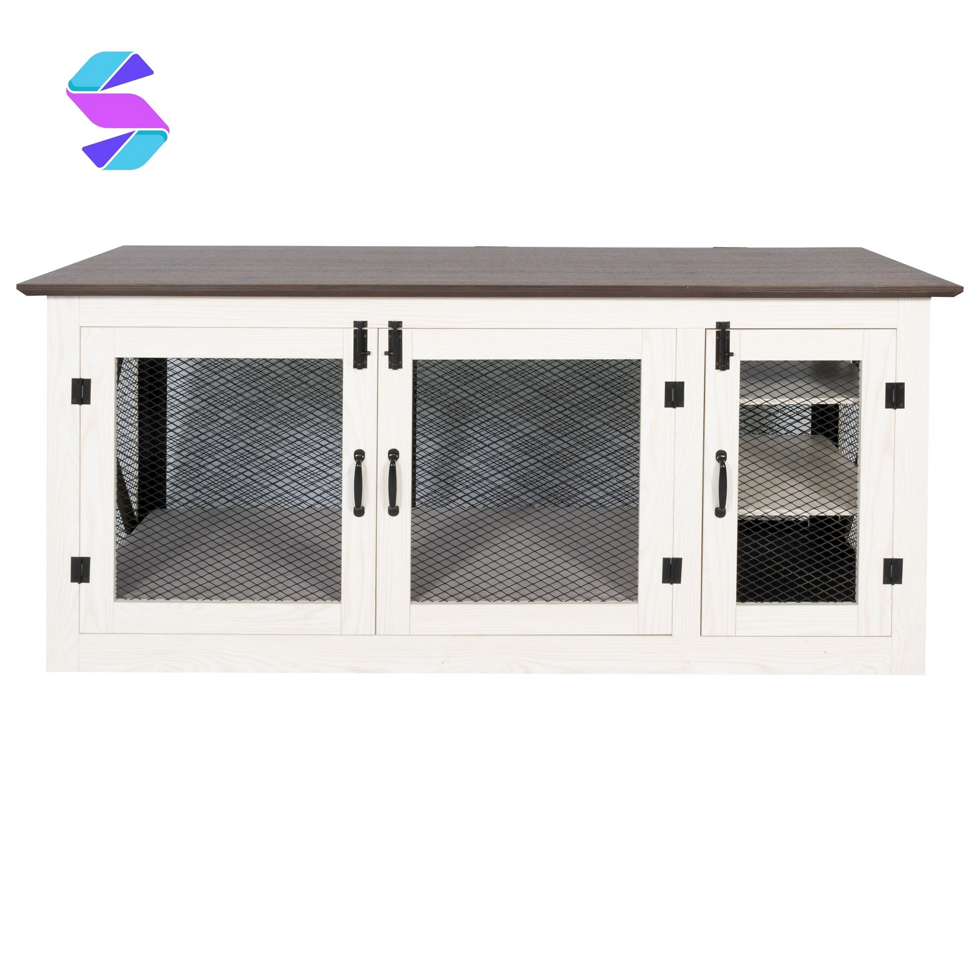 65" Cooper Dog Crate Credenza with Shelves & Mat Kit