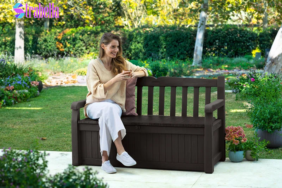 Solana 70 Gallon Durable Resin Outdoor Bench Storage and Organization Deck Box Ideal for Garden Patio Furniture and Supplies