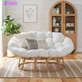 Double Papasan Accent Chair, Grey Linen