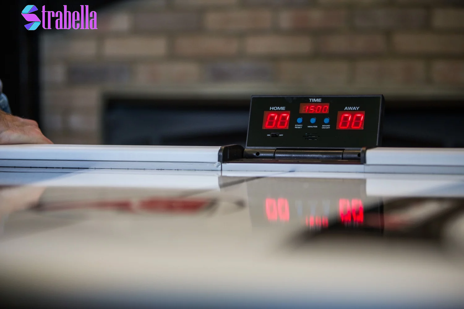 Blazer 7' Air Hockey Table with Heavy-Duty Blower, Electronic Scoring, Leg Levelers, and Overhang Rail