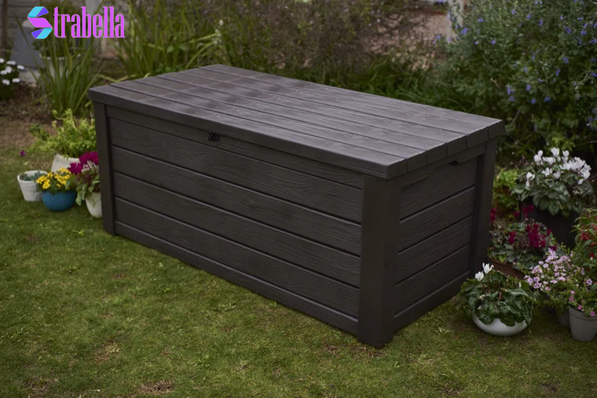 Eastwood 150 Gallon Durable Resin Outdoor Storage and Organization Deck Box for Patio Furniture and Supplies, Brown