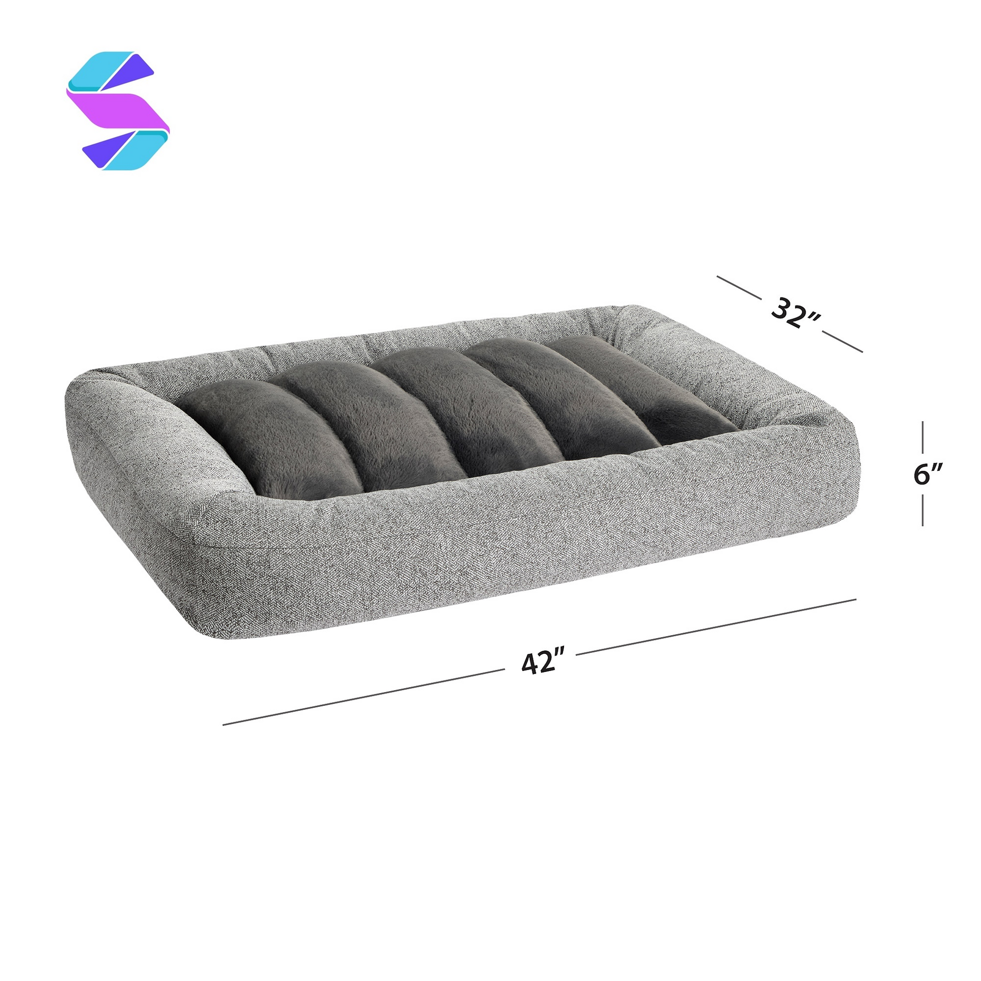 32" X 42" Channeled Bolster Pet Bed