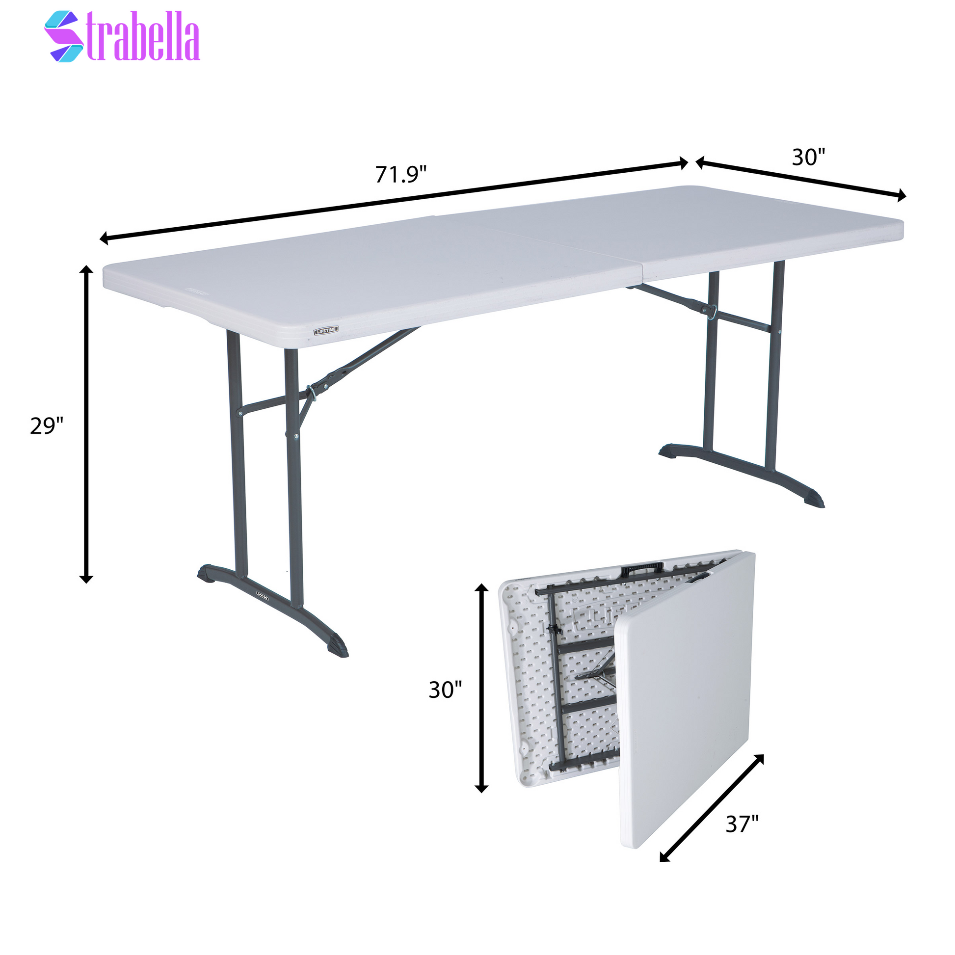Commercial 6' Fold-In-Half Table, 2-Pack
