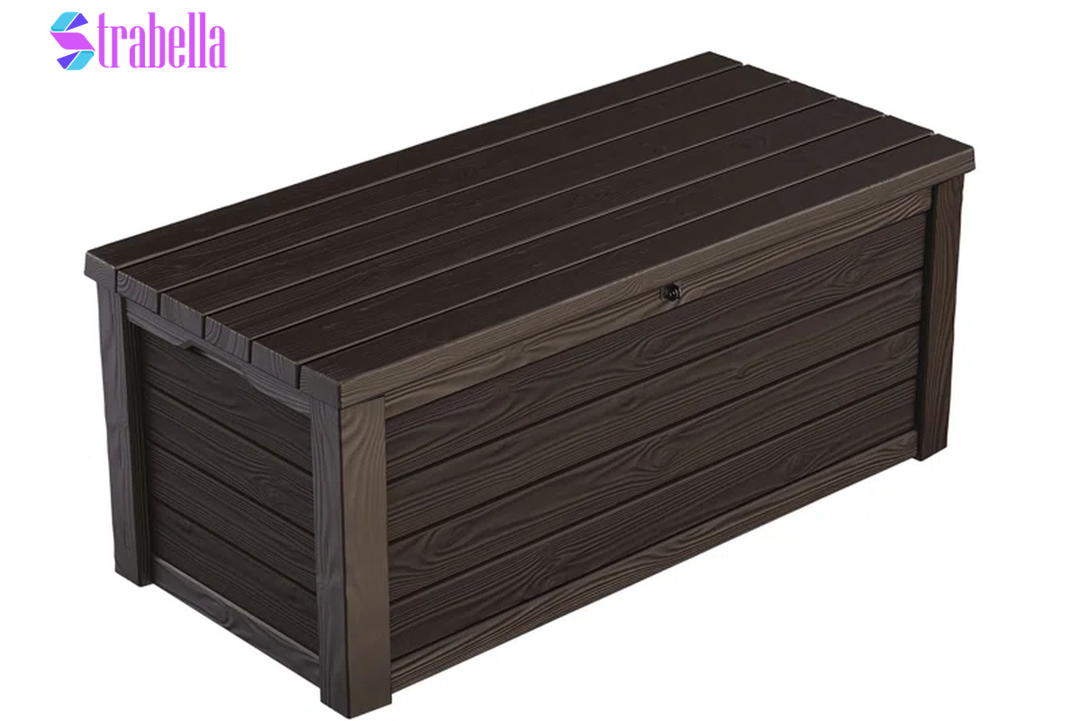 Eastwood 150 Gallon Durable Resin Outdoor Storage and Organization Deck Box for Patio Furniture and Supplies, Brown