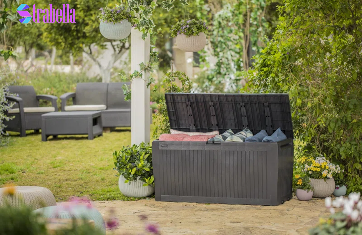 Comfy 71 Gallon Durable Resin Outdoor Storage and Organization Deck Box Ideal for Garden Patio Furniture and Supplies