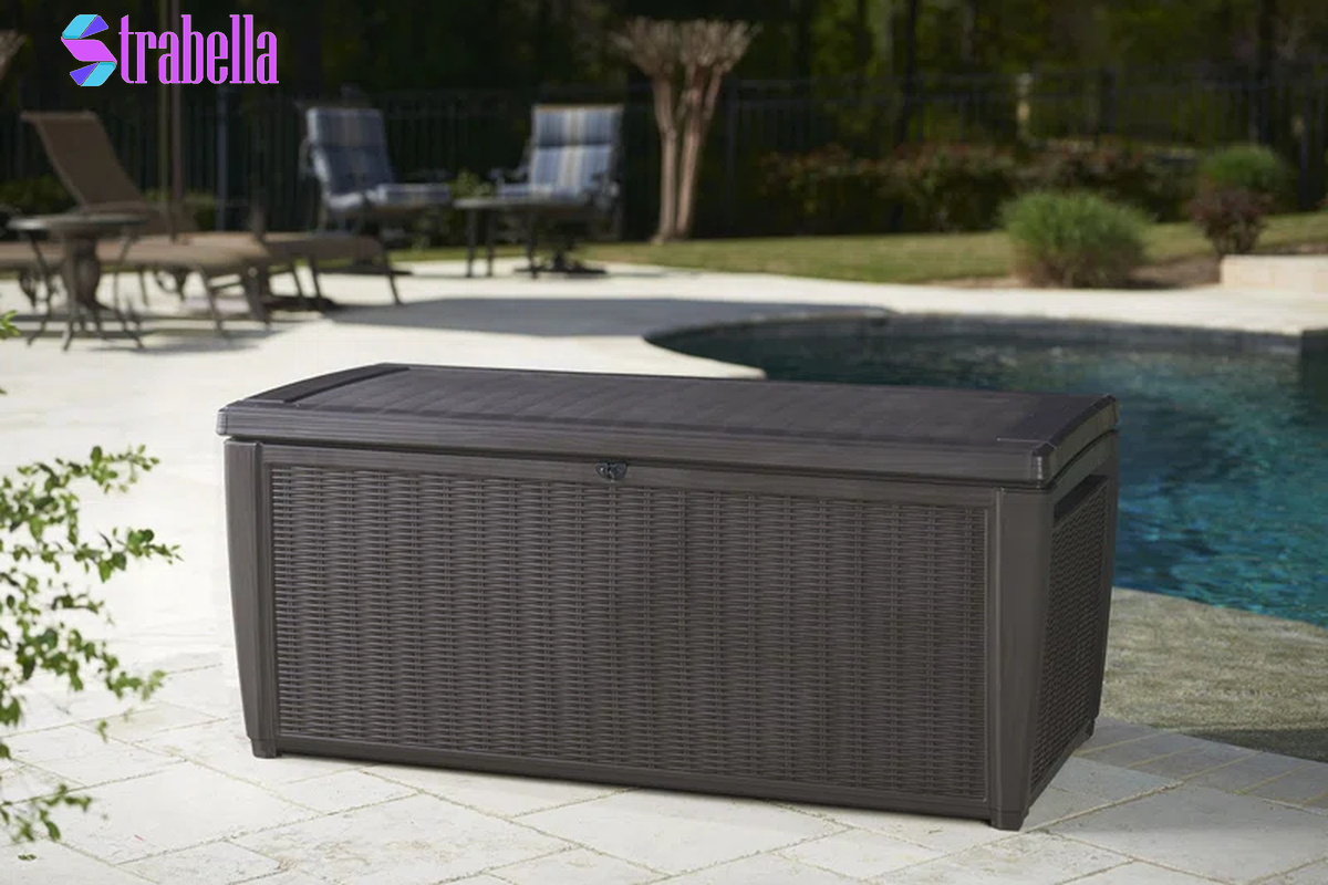 Sumatra 135 Gallon Large Durable Resin Outdoor Storage and Organization Deck Box Ideal for Garden Patio Furniture and Supplies