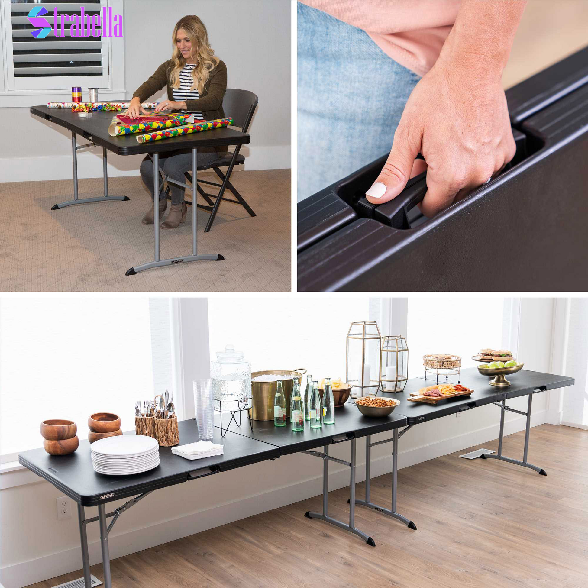 Commercial 6' Fold-In-Half Table, 2-Pack