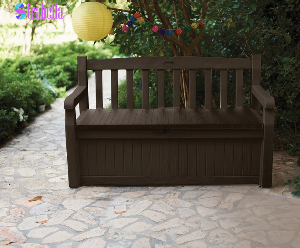 Solana 70 Gallon Durable Resin Outdoor Bench Storage and Organization Deck Box Ideal for Garden Patio Furniture and Supplies