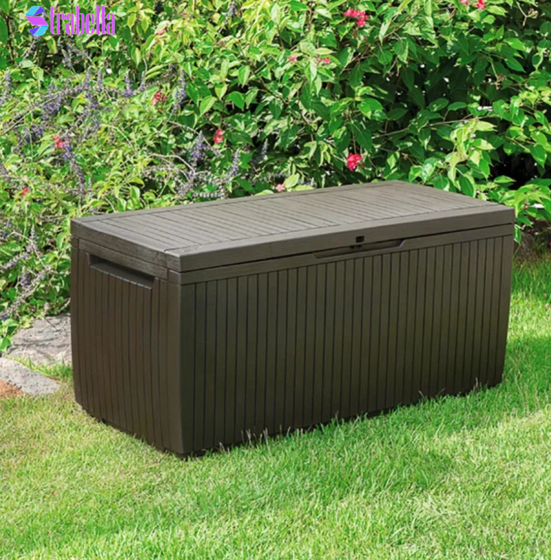 Springwood 80 Gallon Durable Resin Outdoor Storage and Organization Deck Box for Patio Furniture and Supplies, Brown
