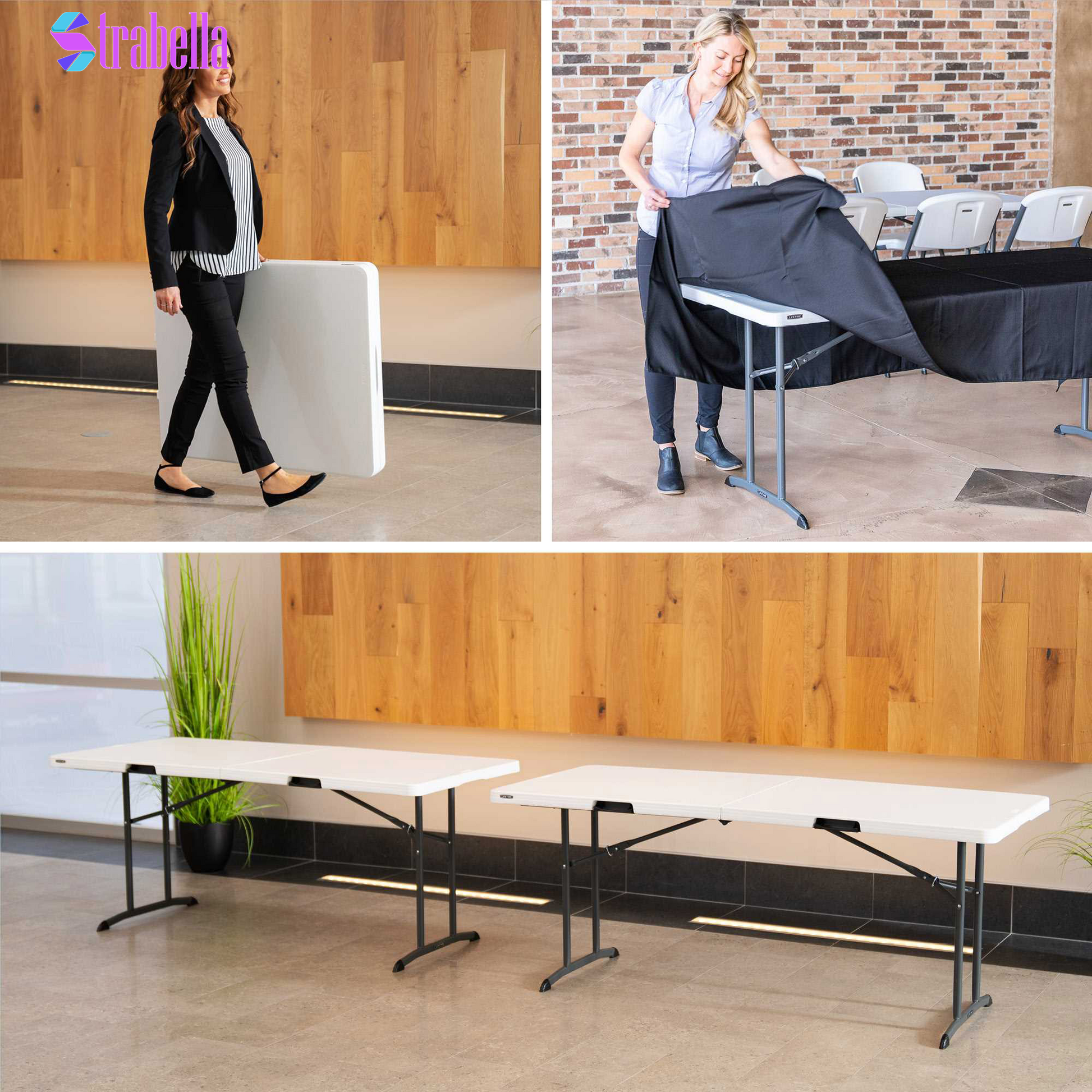 Commercial 6' Fold-In-Half Table, 2-Pack