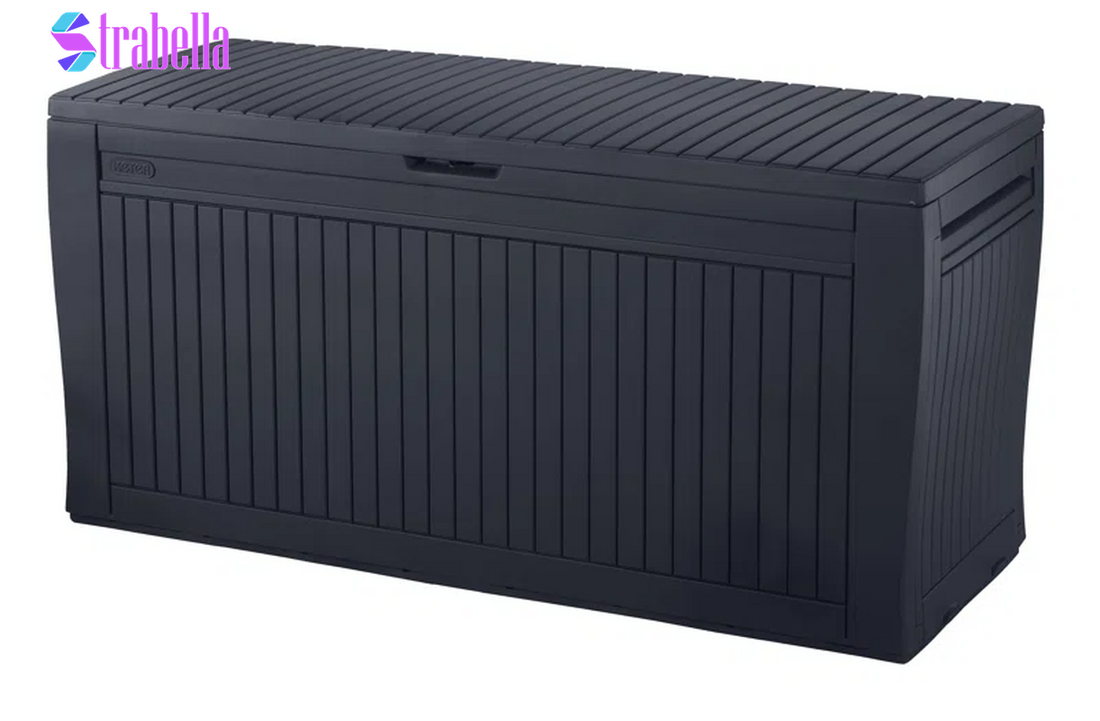 Comfy 71 Gallon Durable Resin Outdoor Storage and Organization Deck Box Ideal for Garden Patio Furniture and Supplies