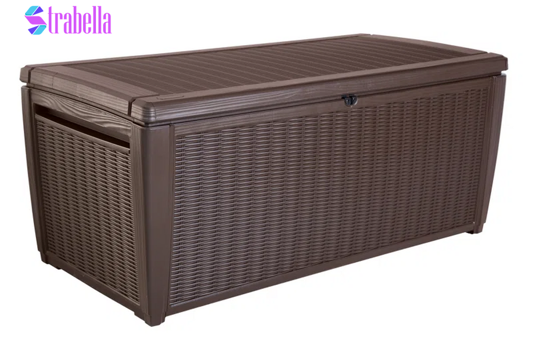 Sumatra 135 Gallon Large Durable Resin Outdoor Storage and Organization Deck Box Ideal for Garden Patio Furniture and Supplies