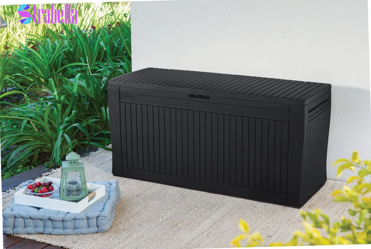 Comfy 71 Gallon Durable Resin Outdoor Storage and Organization Deck Box Ideal for Garden Patio Furniture and Supplies