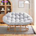 Double Papasan Accent Chair, Grey Linen