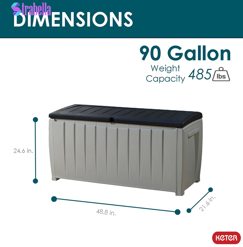 Novel 90 Gallon Durable Resin Outdoor Storage and Organization Deck Box Ideal for Garden Patio Furniture and Supplies