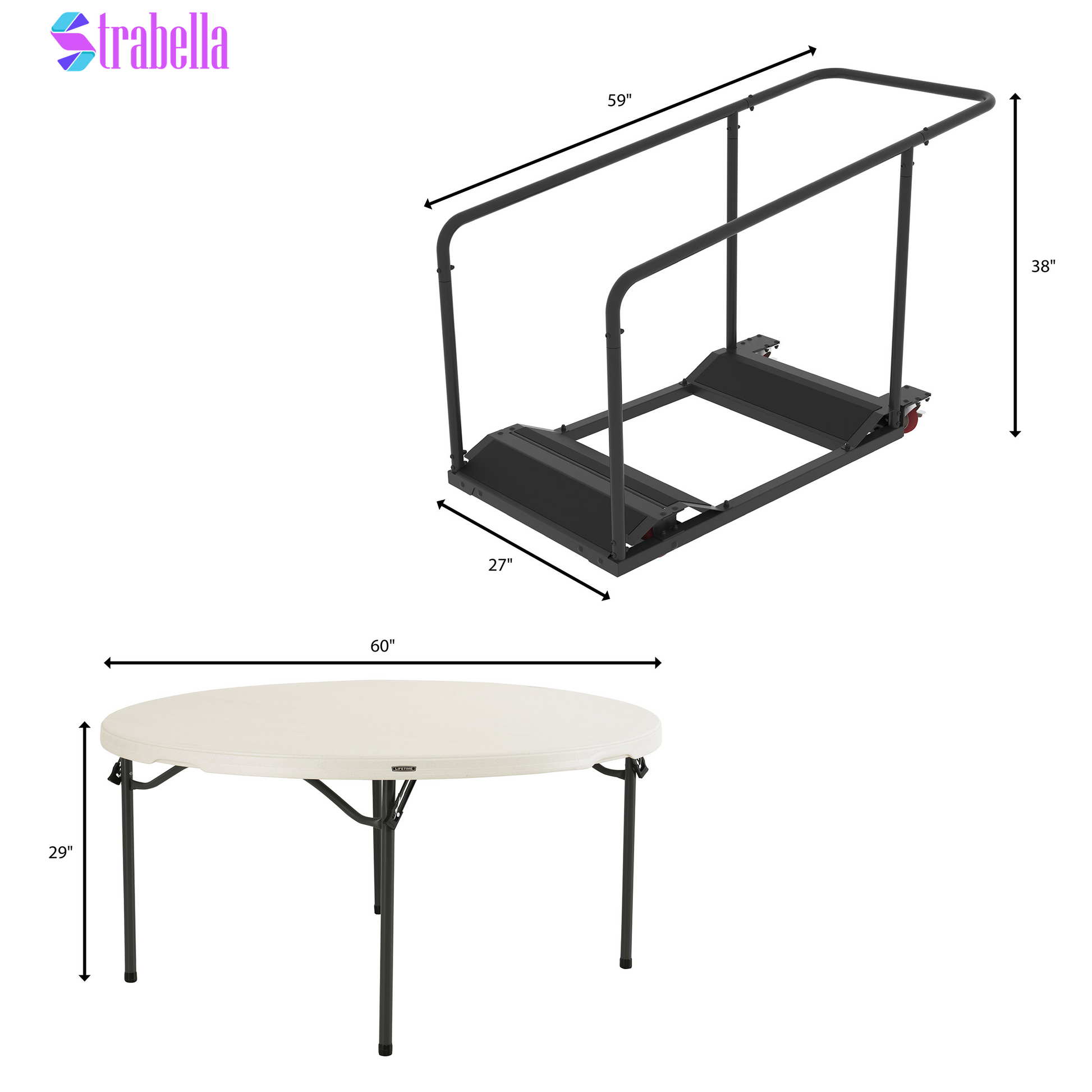 60" round Table, 15-Pack with Cart