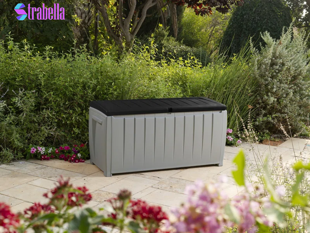 Novel 90 Gallon Durable Resin Outdoor Storage and Organization Deck Box Ideal for Garden Patio Furniture and Supplies