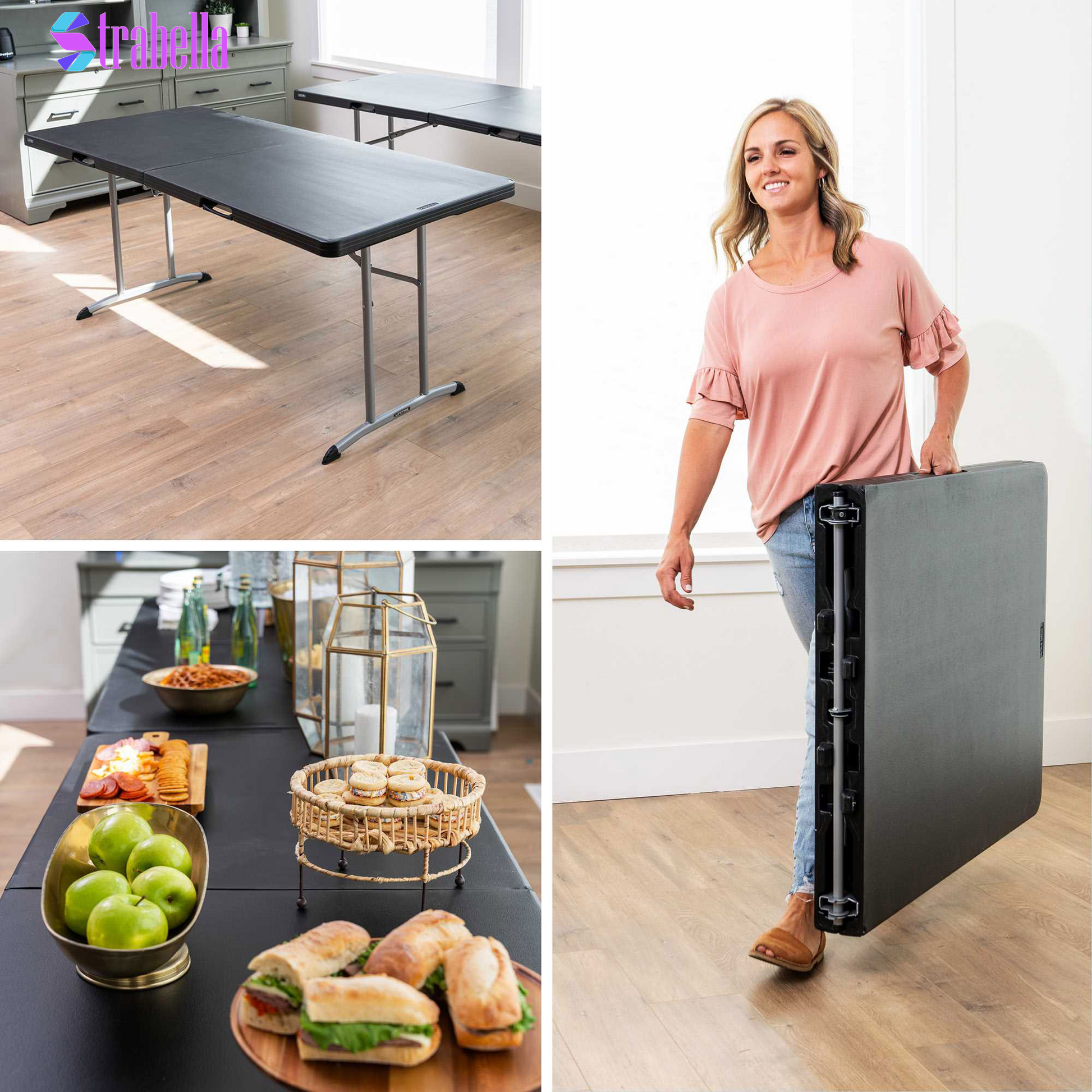 Commercial 6' Fold-In-Half Table, 2-Pack