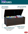 Eastwood 150 Gallon Durable Resin Outdoor Storage and Organization Deck Box for Patio Furniture and Supplies, Brown