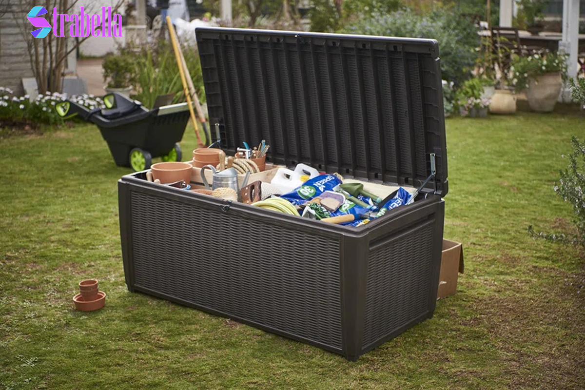 Sumatra 135 Gallon Large Durable Resin Outdoor Storage and Organization Deck Box Ideal for Garden Patio Furniture and Supplies