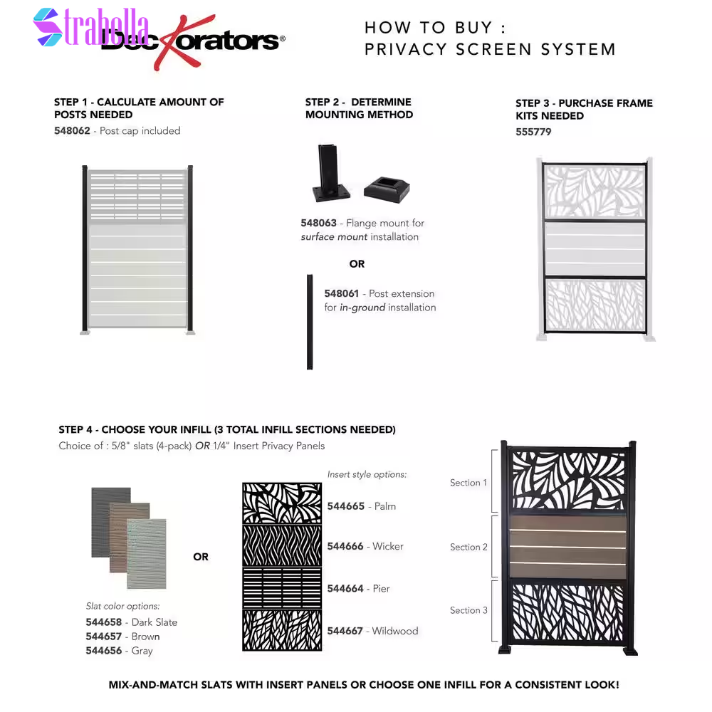5/8 In. X 30 In. Black Metal Post Extension Kit for Decorative Screen Panel